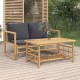 Sonata Set mobilier de grădină cu perne gri închis, 2 piese, bambus