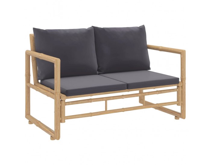 Sonata Set mobilier de grădină cu perne gri închis, 2 piese, bambus