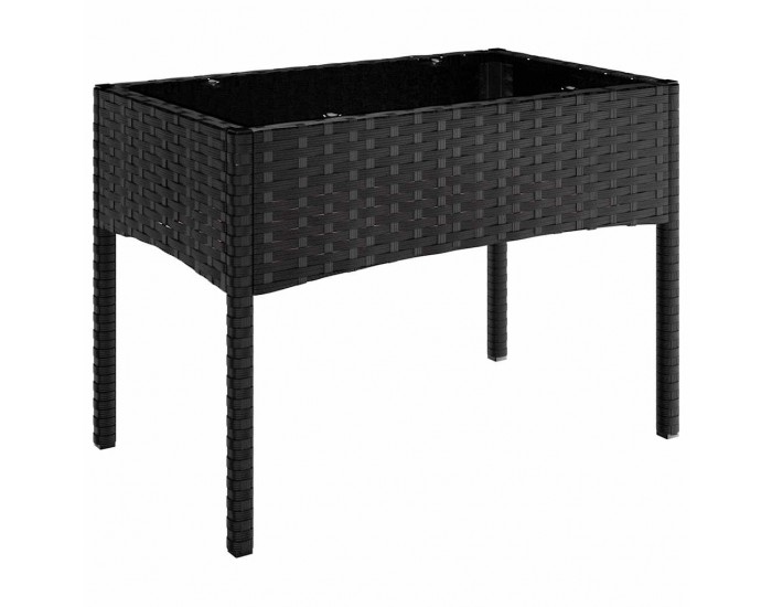 Sonata Set mobilier relaxare grădină 4 piese cu perne poliratan negru