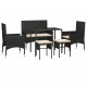 Sonata Set mobilier de grădină cu perne, 6 piese, negru, poliratan