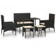 Sonata Set mobilier de grădină cu perne, 6 piese, negru, poliratan
