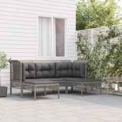 Sonata H Градински лаундж комплект с възглавници 5 части сив полиратан - Seturi pentru exterior
