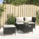 Sonata Set mobilier de grădină cu perne, 3 piese, negru, poliratan