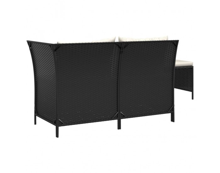 Sonata Set mobilier de grădină cu perne, 3 piese, negru, poliratan