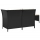 Sonata Set mobilier de grădină cu perne, 3 piese, negru, poliratan