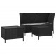 Sonata Set mobilier de grădină cu perne, 3 piese, negru, poliratan