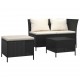 Sonata Set mobilier de grădină cu perne, 3 piese, negru, poliratan