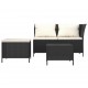 Sonata Set mobilier de grădină cu perne, 3 piese, negru, poliratan