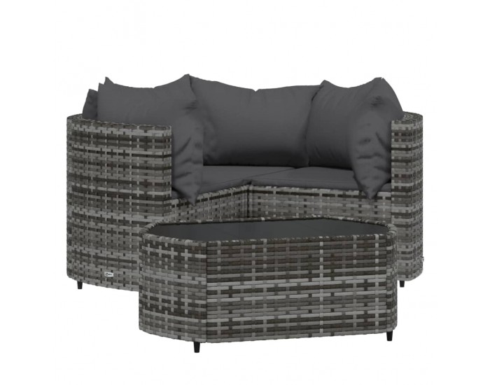 Sonata Set mobilier de grădină cu perne, 4 piese, gri, poliratan