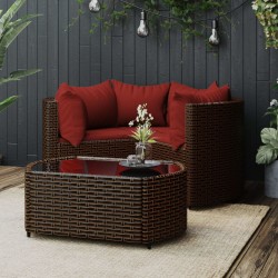 Sonata H Градински комплект с възглавници, 4 части, кафяв, полиратан - Seturi pentru exterior