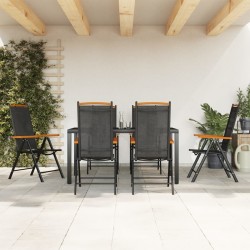 Sonata H Градински трапезен комплект, 7 части, черен, алуминий - Seturi pentru exterior
