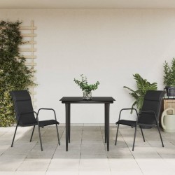 Sonata H Градински трапезен комплект 3 части черен стомана и текстилен - Seturi pentru exterior