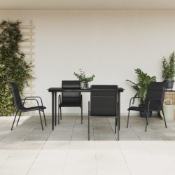 Sonata H Градински трапезен комплект 5 части черен стомана и текстилен - Seturi pentru exterior