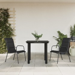 Sonata H Градински трапезен комплект 3 части черен стомана и текстилен - Seturi pentru exterior
