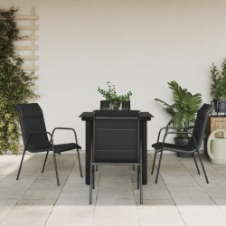 Sonata H Градински трапезен комплект 5 части черен стомана и текстилен - Seturi pentru exterior