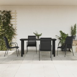 Sonata H Градински трапезен комплект 5 части черен стомана и текстилен - Seturi pentru exterior