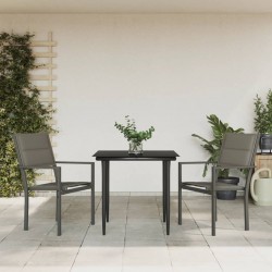 Sonata H Градински трапезен комплект 3 части черен стомана и текстилен - Seturi pentru exterior