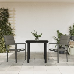Sonata H Градински трапезен комплект 3 части черен стомана и текстилен - Seturi pentru exterior