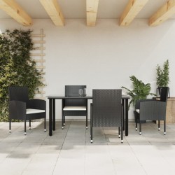 Sonata H Градински трапезен комплект 5 части черен полиратан и стомана - Seturi pentru exterior