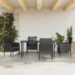 Sonata H Градински трапезен комплект 5 части черен полиратан и стомана - Seturi pentru exterior