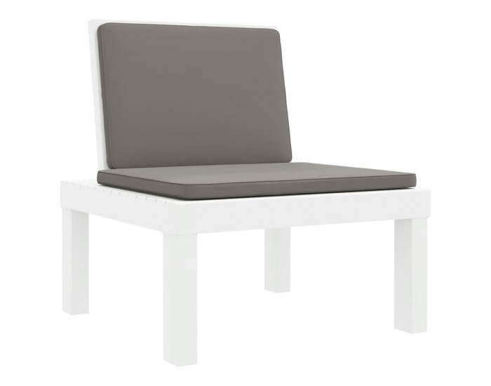 Sonata Set mobilier de grădină, 3 piese, cu perne, alb, PP