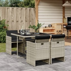 Sonata H Градински трапезен комплект 5 части с възглавници светлосив - Seturi pentru exterior