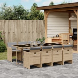 Sonata H Градински комплект с възглавници 9 части бежов микс полиратан - Seturi pentru exterior