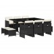 Sonata Set mobilier de exterior cu perne, 11 piese, negru, poliratan