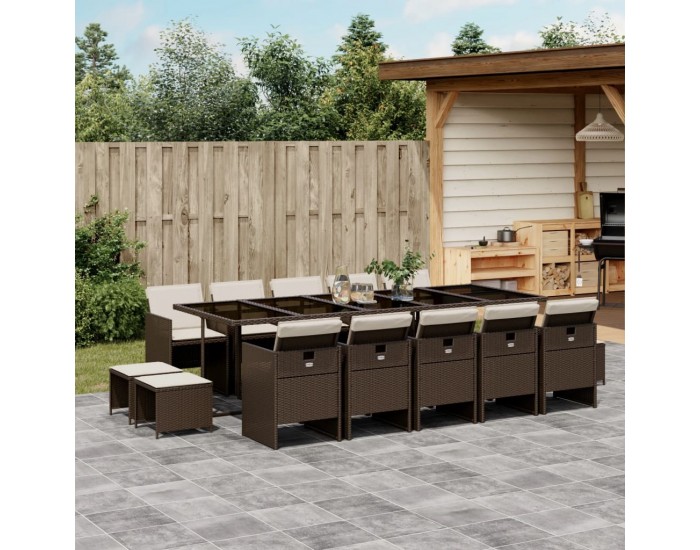 Sonata H Градински комплект с възглавници 15 части кафяв полиратан