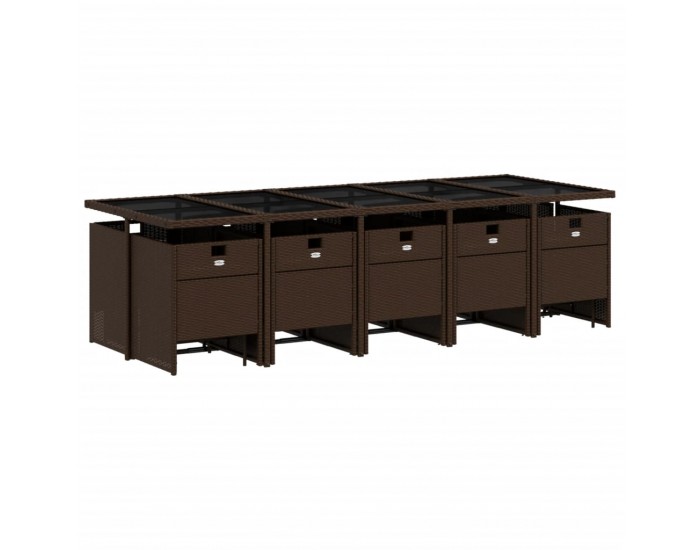 Sonata H Градински комплект с възглавници 15 части кафяв полиратан