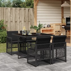 Sonata Set mobilier de grădină cu perne, 5 piese, negru, poliratan