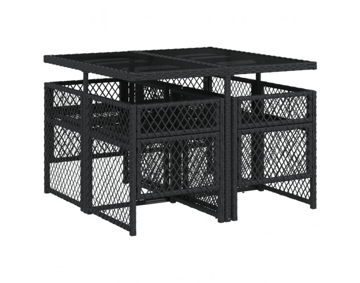 Sonata Set mobilier de grădină cu perne, 5 piese, negru, poliratan