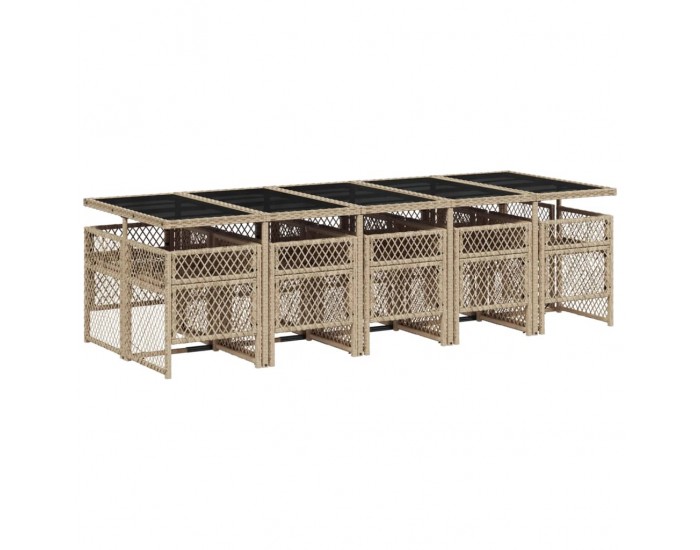 Sonata Set mobilier de grădină cu perne, 11 piese, bej, poliratan