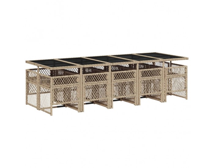 Sonata Set mobilier de grădină cu perne, 11 piese, bej, poliratan