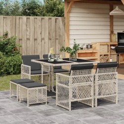 Sonata H Градински трапезен комплект 9 части с възглавници светлосив - Seturi pentru exterior