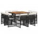 Sonata Set mobilier de grădină cu perne, 9 piese, negru, poliratan