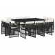 Sonata Set mobilier de exterior cu perne, 11 piese, negru, poliratan