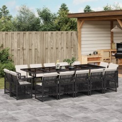 Sonata H Градински комплект с възглавници 15 части полиратан черен - Seturi pentru exterior