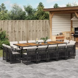 Sonata H Градински комплект с възглавници 15 части полиратан черен - Seturi pentru exterior
