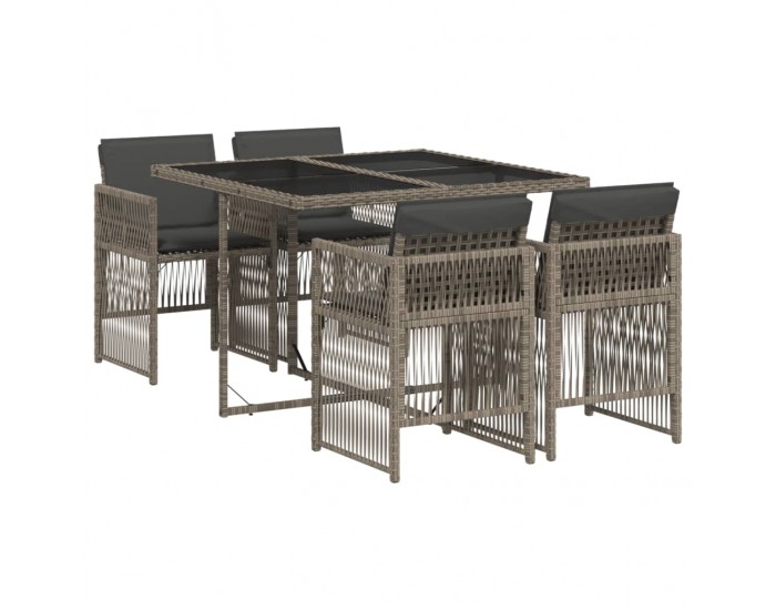 Sonata Set mobilier de grădină cu perne, 5 piese, gri, poliratan