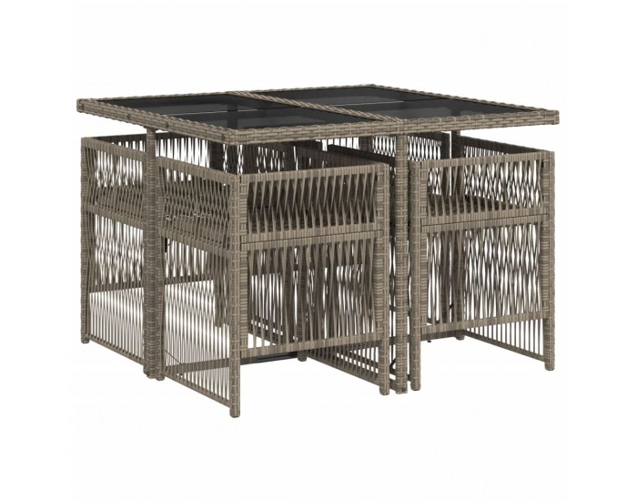 Sonata Set mobilier de grădină cu perne, 5 piese, gri, poliratan