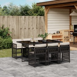 Sonata Set mobilier de grădină cu perne, 7 piese, negru, poliratan
