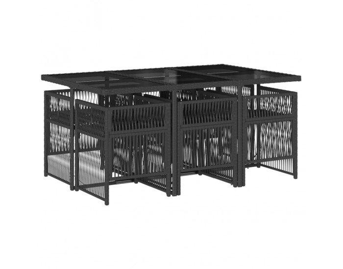 Sonata Set mobilier de grădină cu perne, 7 piese, negru, poliratan