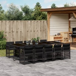 Sonata H Градински комплект с възглавници 11 части полиратан черен - Seturi pentru exterior