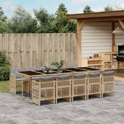 Sonata H Градински комплект с възглавници 11 части сив полиратан - Seturi pentru exterior