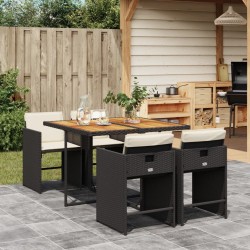 Sonata Set mobilier de grădină cu perne, 5 piese, negru, poliratan