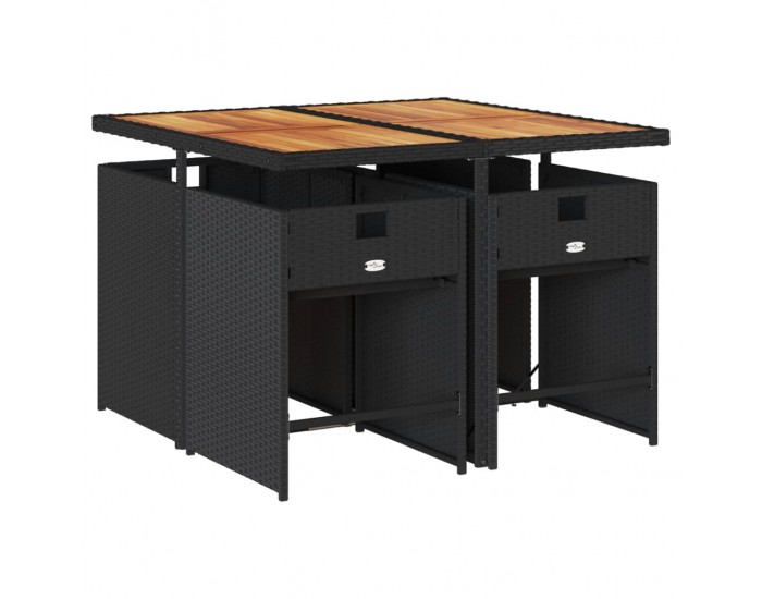 Sonata Set mobilier de grădină cu perne, 5 piese, negru, poliratan