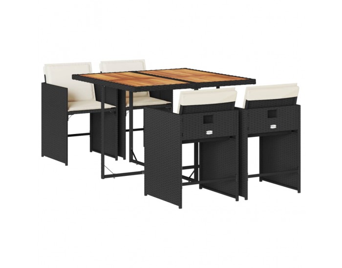Sonata Set mobilier de grădină cu perne, 5 piese, negru, poliratan