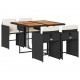 Sonata Set mobilier de grădină cu perne, 5 piese, negru, poliratan