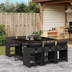 Sonata Set mobilier de grădină cu perne, 7 piese, negru, poliratan